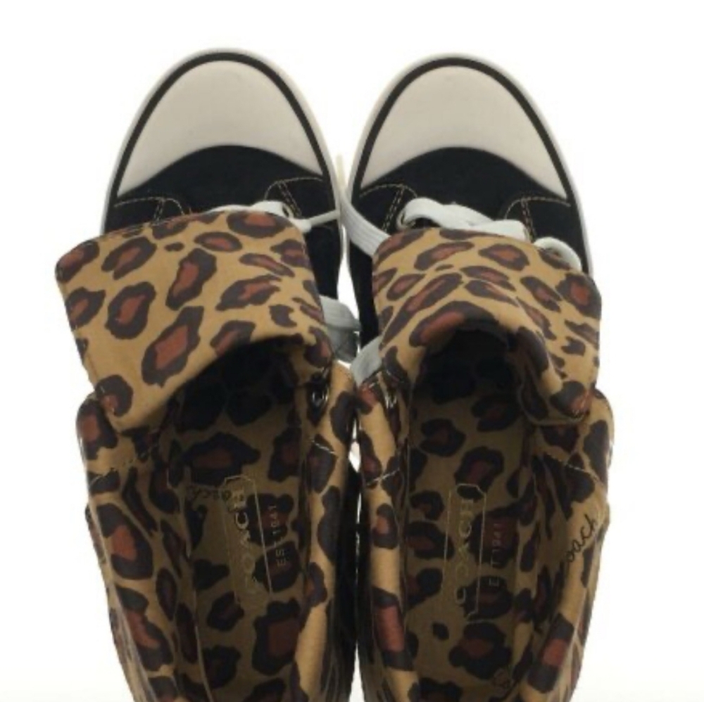Coach Booney Signature C Leopard Fold Hi Top Sneakers